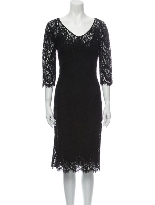 Dolce & Gabbana Lace Pattern Midi Length Dress Bla