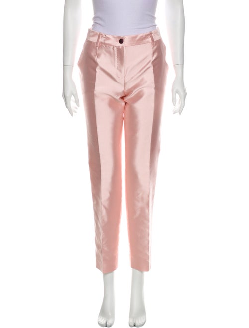 Dolce & Gabbana Silk Straight Leg Pants Pink