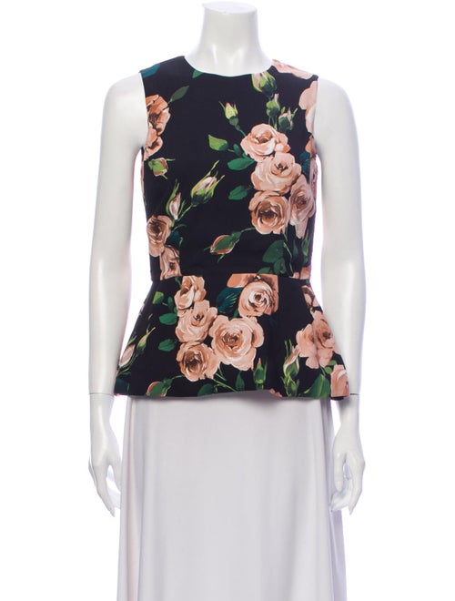 Dolce & Gabbana Silk Floral Print Blouse Black