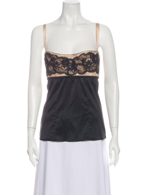 Dolce & Gabbana Silk Lace Pattern Top Black