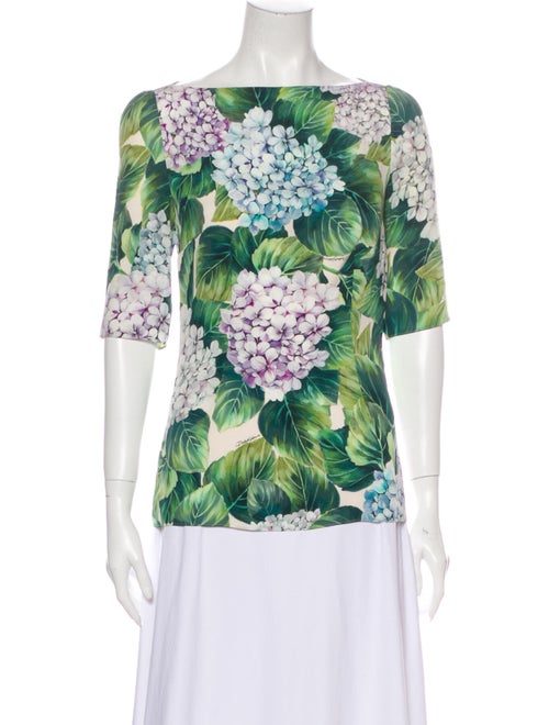Dolce & Gabbana Silk Floral Print Blouse Green