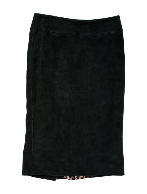 Dolce & Gabbana Leather Knee-Length Skirt Green
