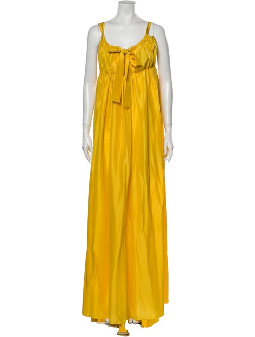 Dolce & Gabbana Silk Long Dress Yellow