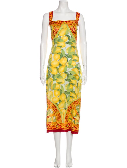 Dolce & Gabbana Printed Long Dress Yellow