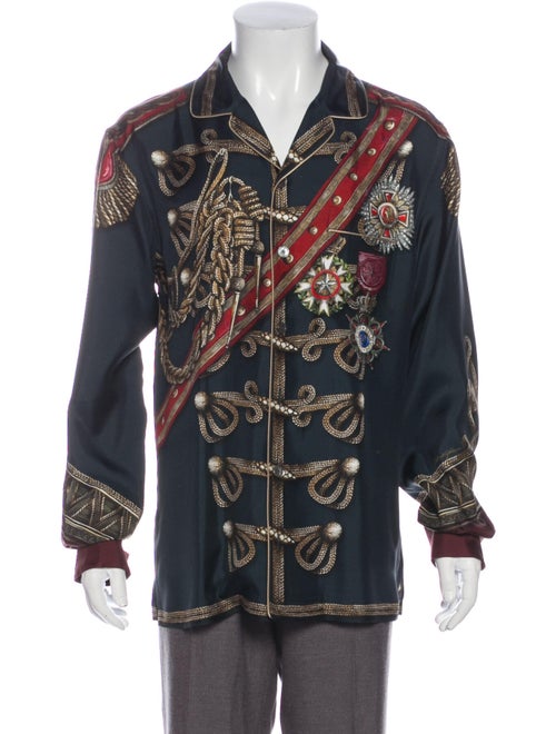 Dolce & Gabbana Silk Printed Shirt Green