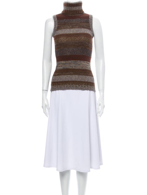 Dolce & Gabbana Striped Turtleneck Sweater Brown