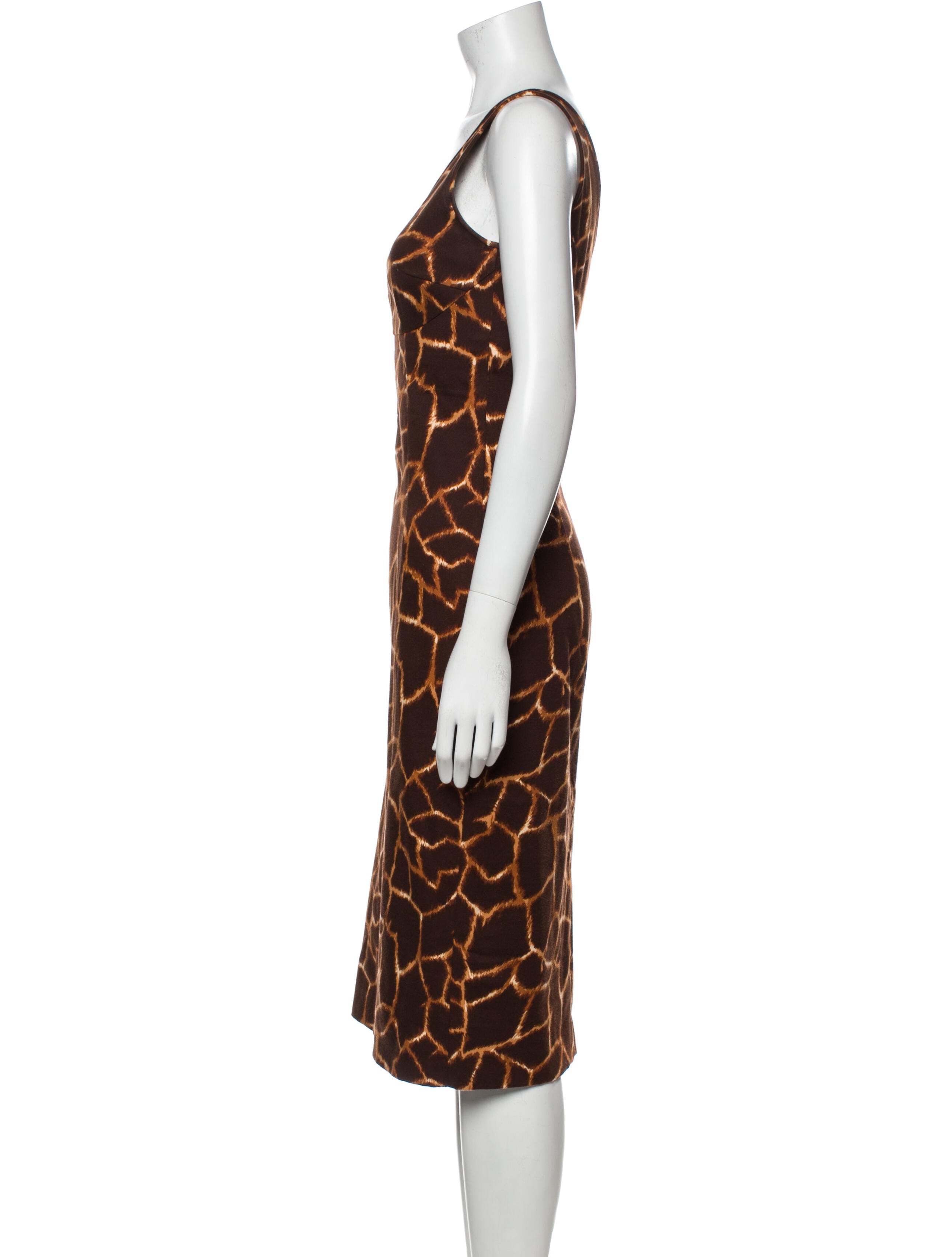 Dolce & Gabbana Vintage Midi Length Dress Brown Dresses, Clothing
