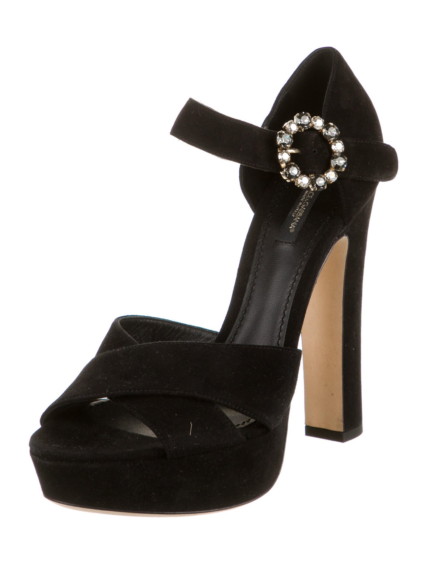 Dolce & Gabbana Suede Crystal Embellishments Sandals