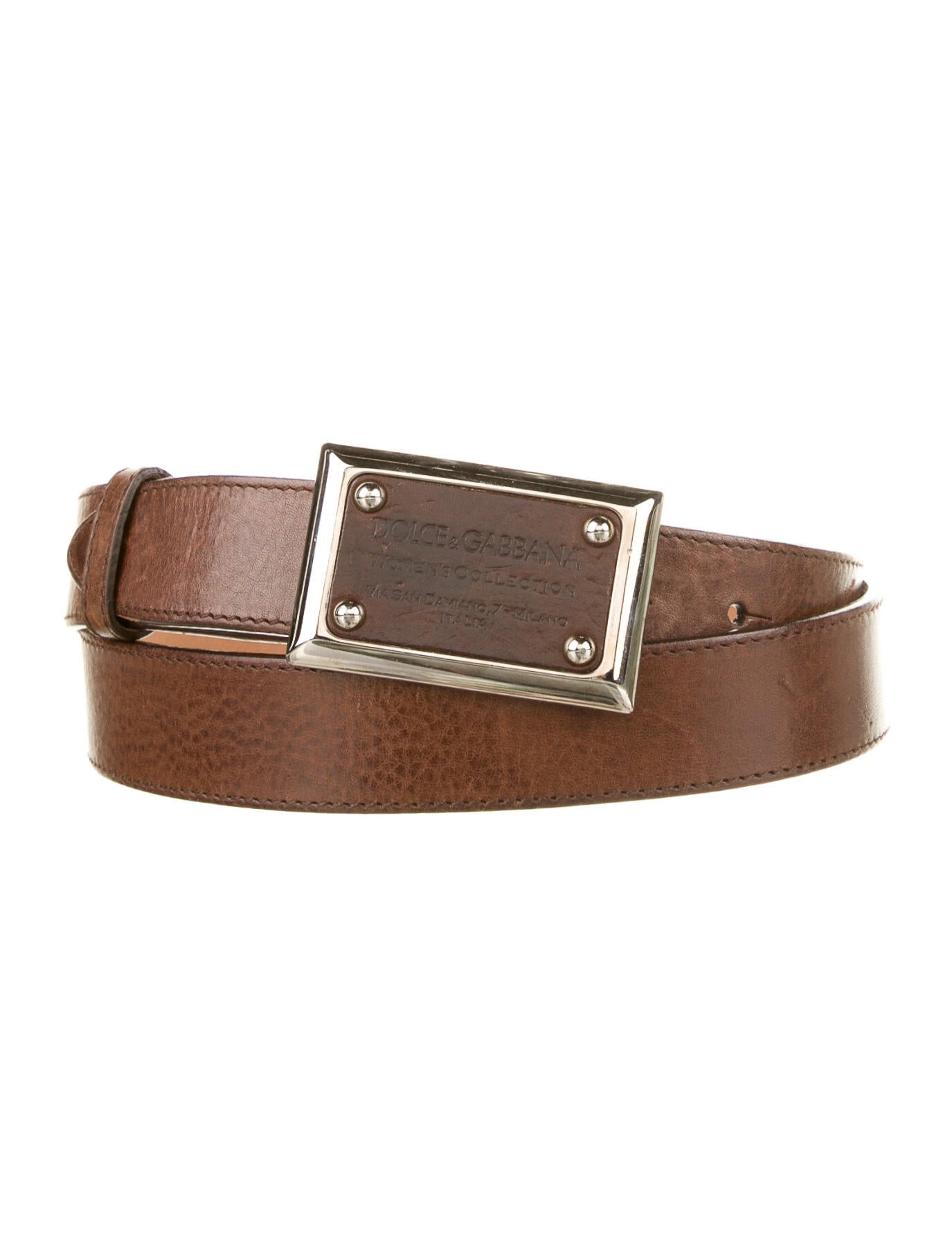 Dolce & Gabbana Vintage Skinny Belt Brown Belts, Accessories