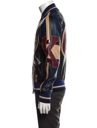 Dolce & Gabbana Lamb Leather Graphic Print Bomber Jacket