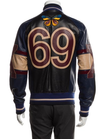 Dolce & Gabbana Lamb Leather Graphic Print Bomber Jacket