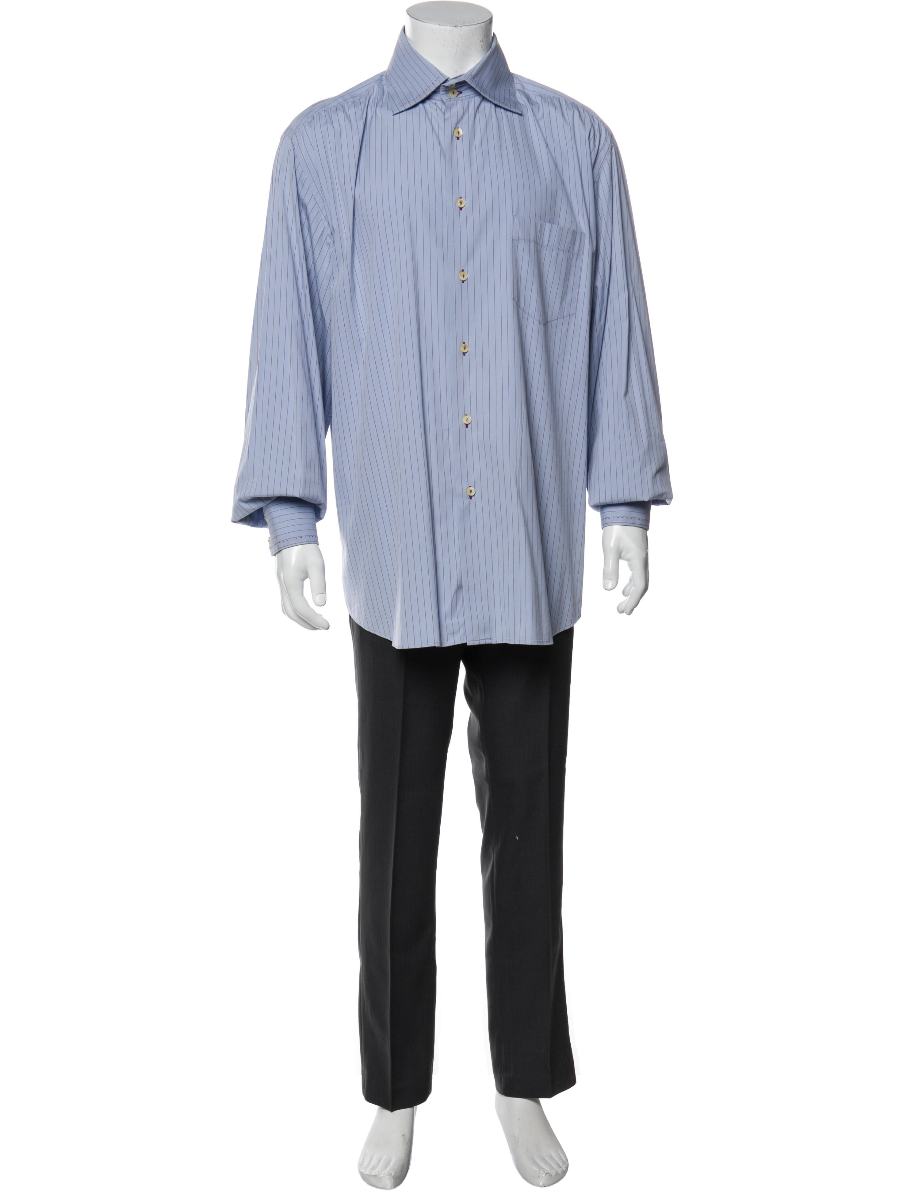 Dolce & Gabbana Striped Long Sleeve Dress Shirt Blue Dress Shirts