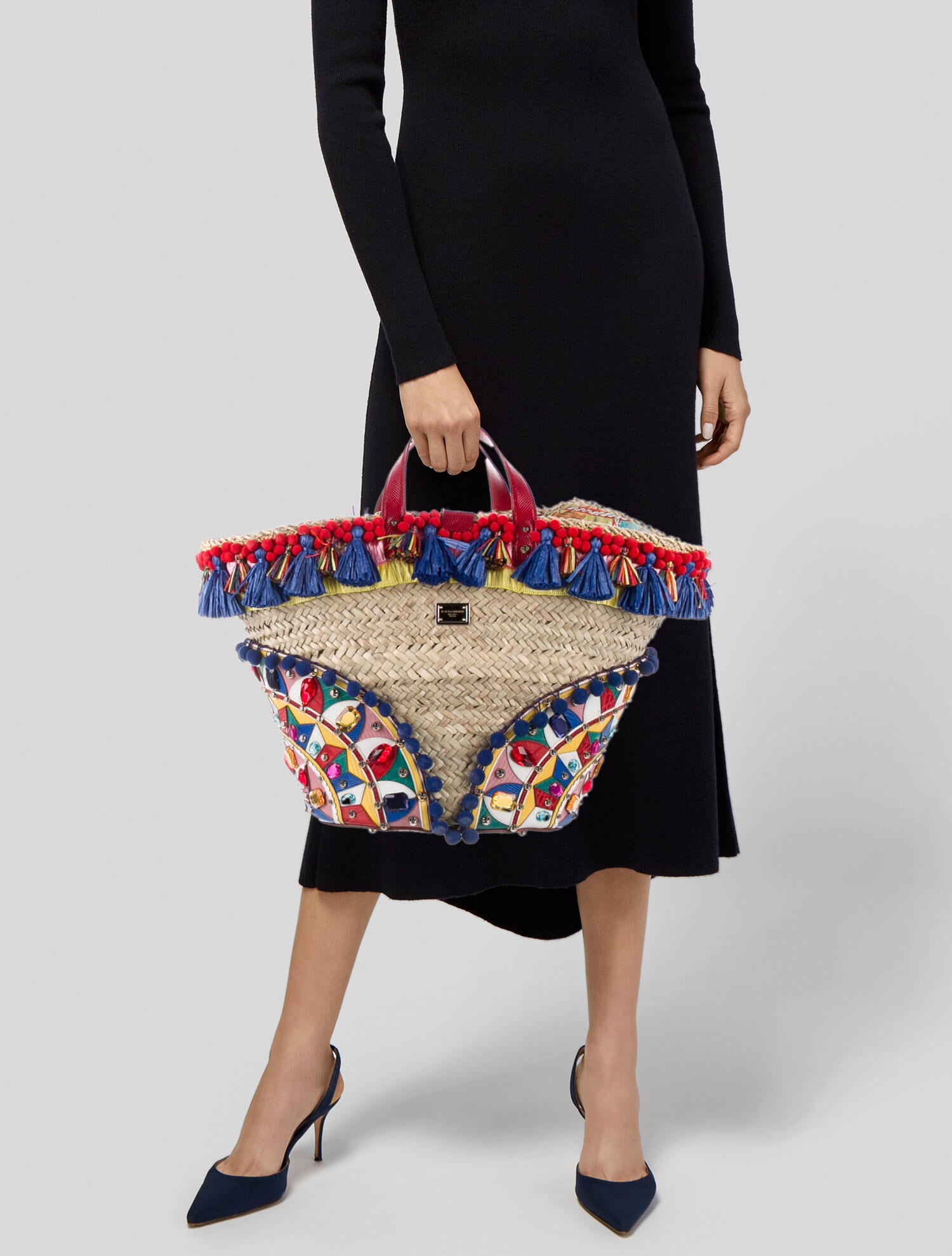 Dolce & Gabbana Straw Kendra Coffa Bag With Embroidery