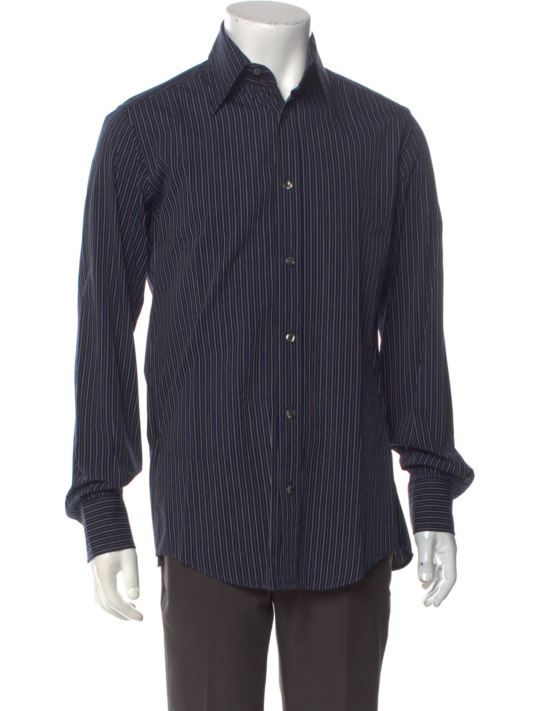 Dolce & Gabbana Striped Long Sleeve Dress Shirt Blue Dress Shirts