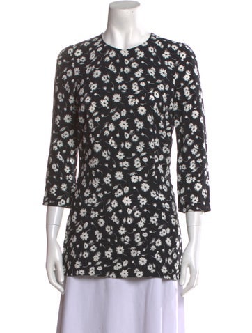 Dolce & Gabbana Tops Floral Print Crew Neck Tunic Us4, It40 | S