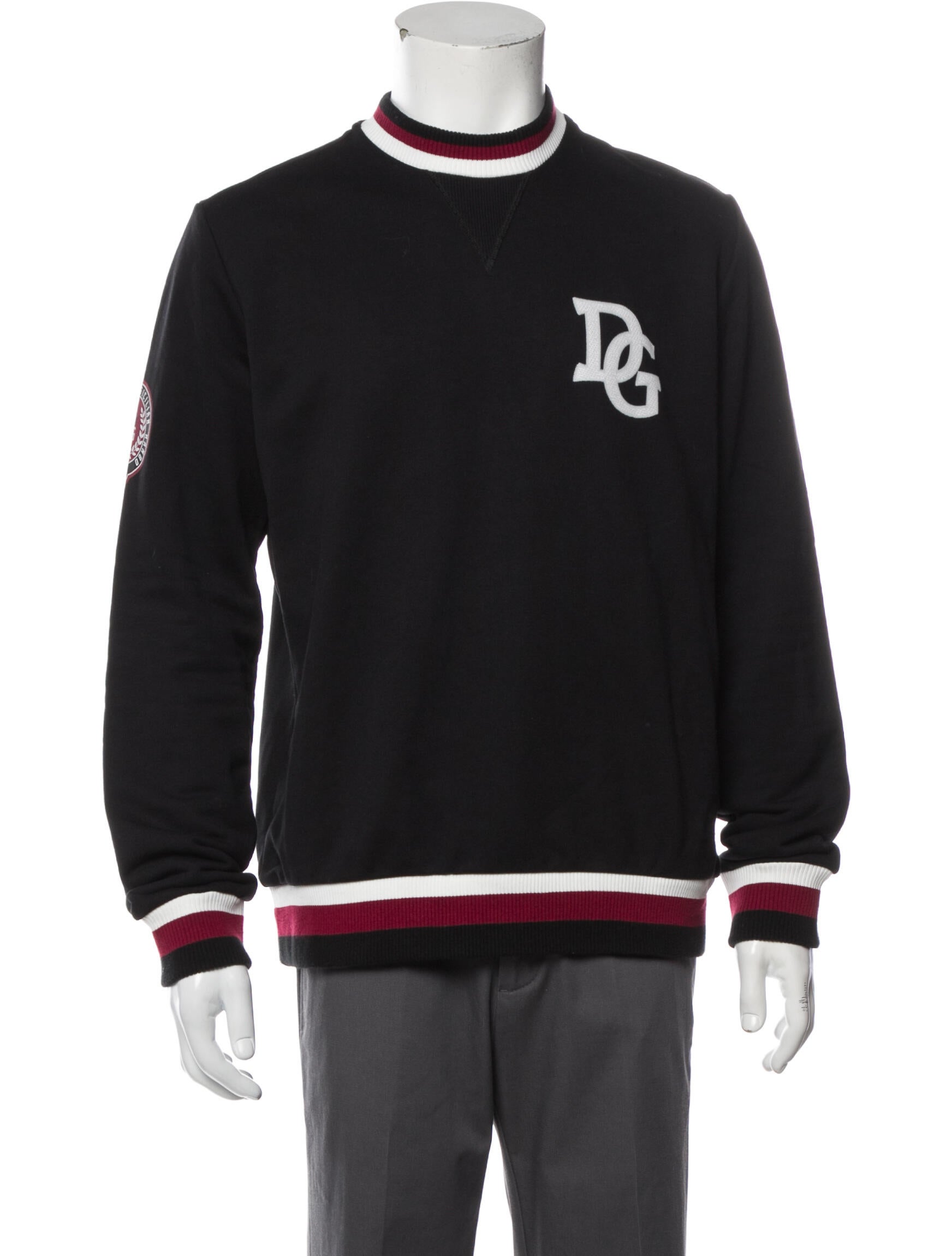 Dolce & Gabbana Striped Crew Neck Sweatshirt - Black
