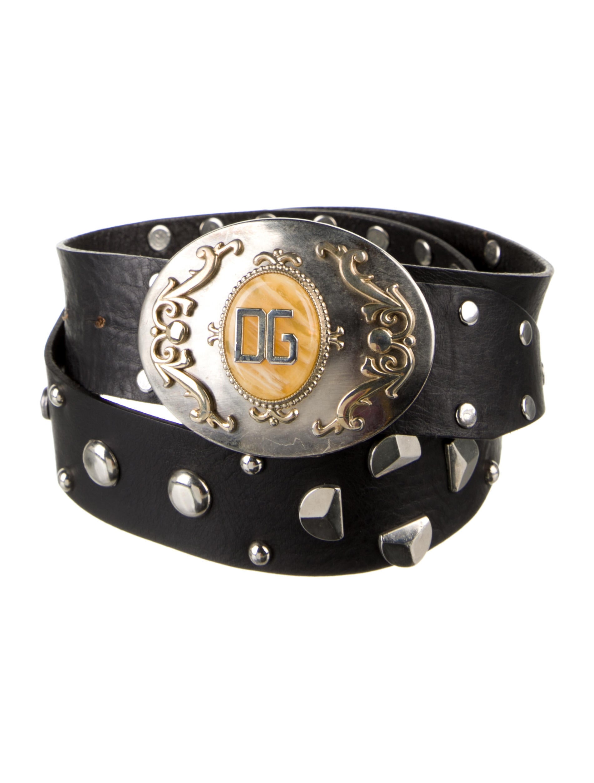 小物 dolce&gabbana belt 00s Authentic Dolce & Gabbana Black Leather Gold/Silver D&G Logo