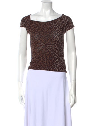 Dolce & Gabbana Animal Print Bateau Neckline Top