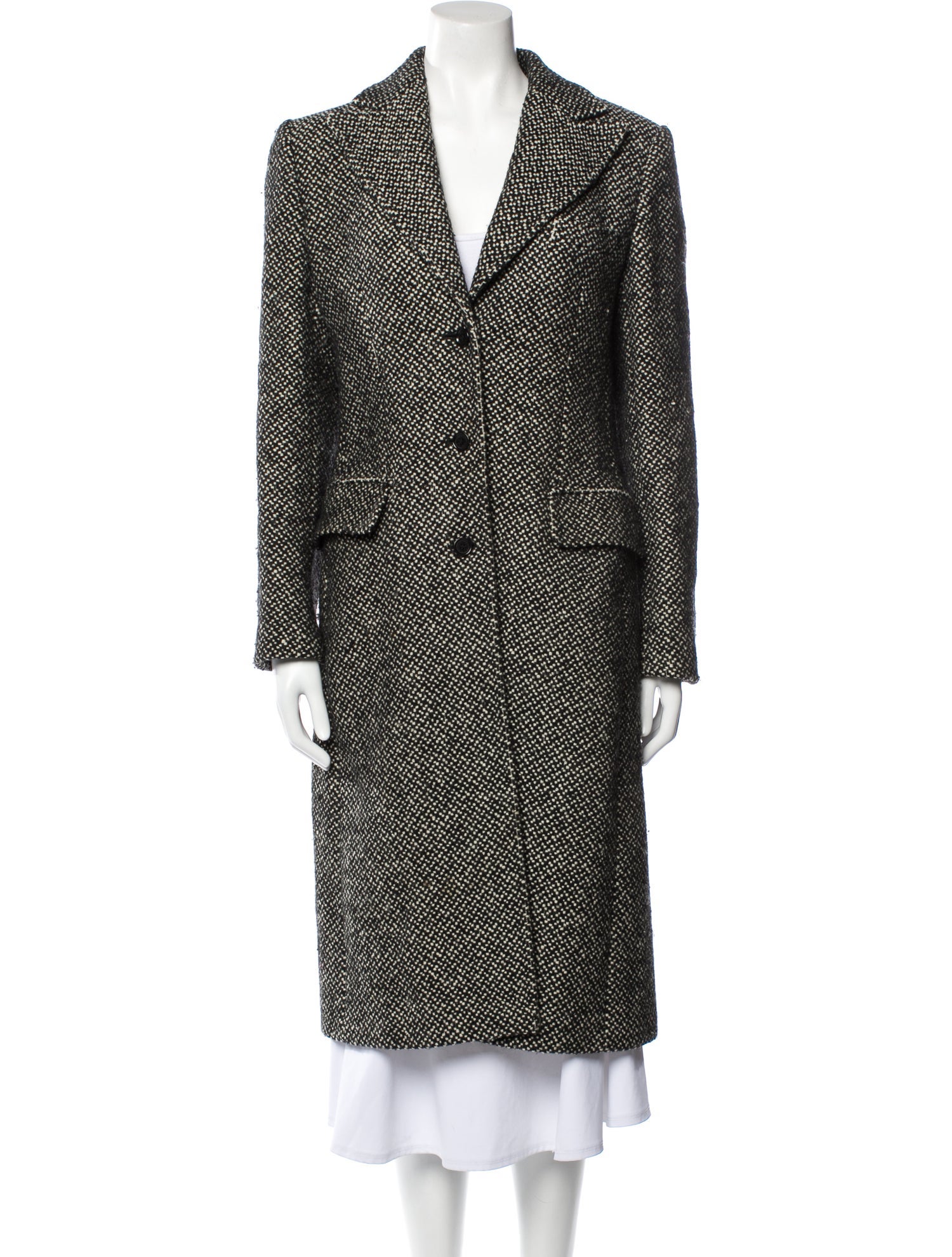コート DOLCE & GABBANA WOOL TWEED COAT Dolce & Gabbana Virgin Wool Tweed Pattern Coat - Black Coats
