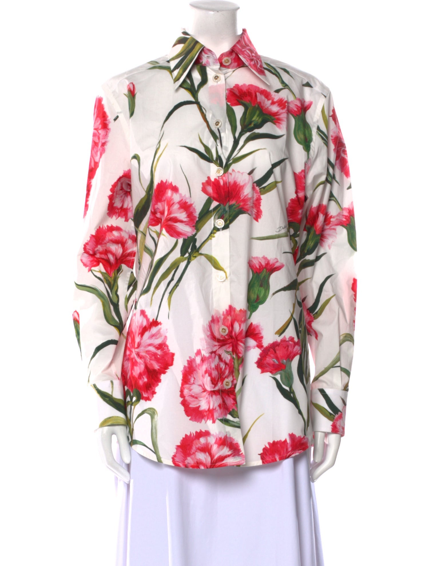 Dolce & Gabbana Floral Print Long Sleeve Button-Up Top w/ Tags