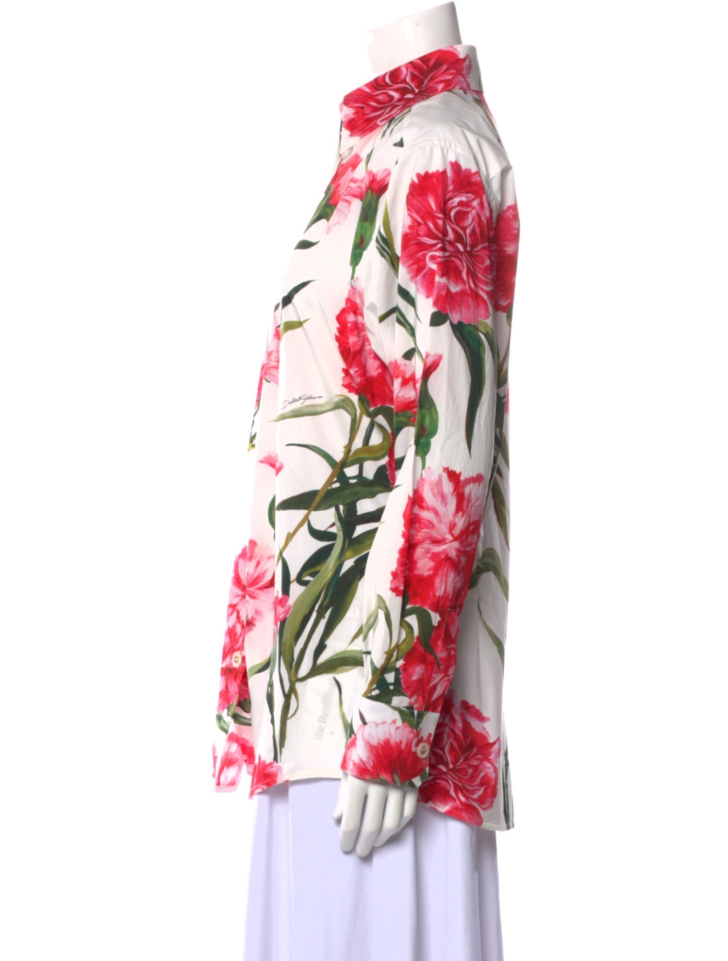 Dolce & Gabbana Floral Print Long Sleeve Button-Up Top w/ Tags
