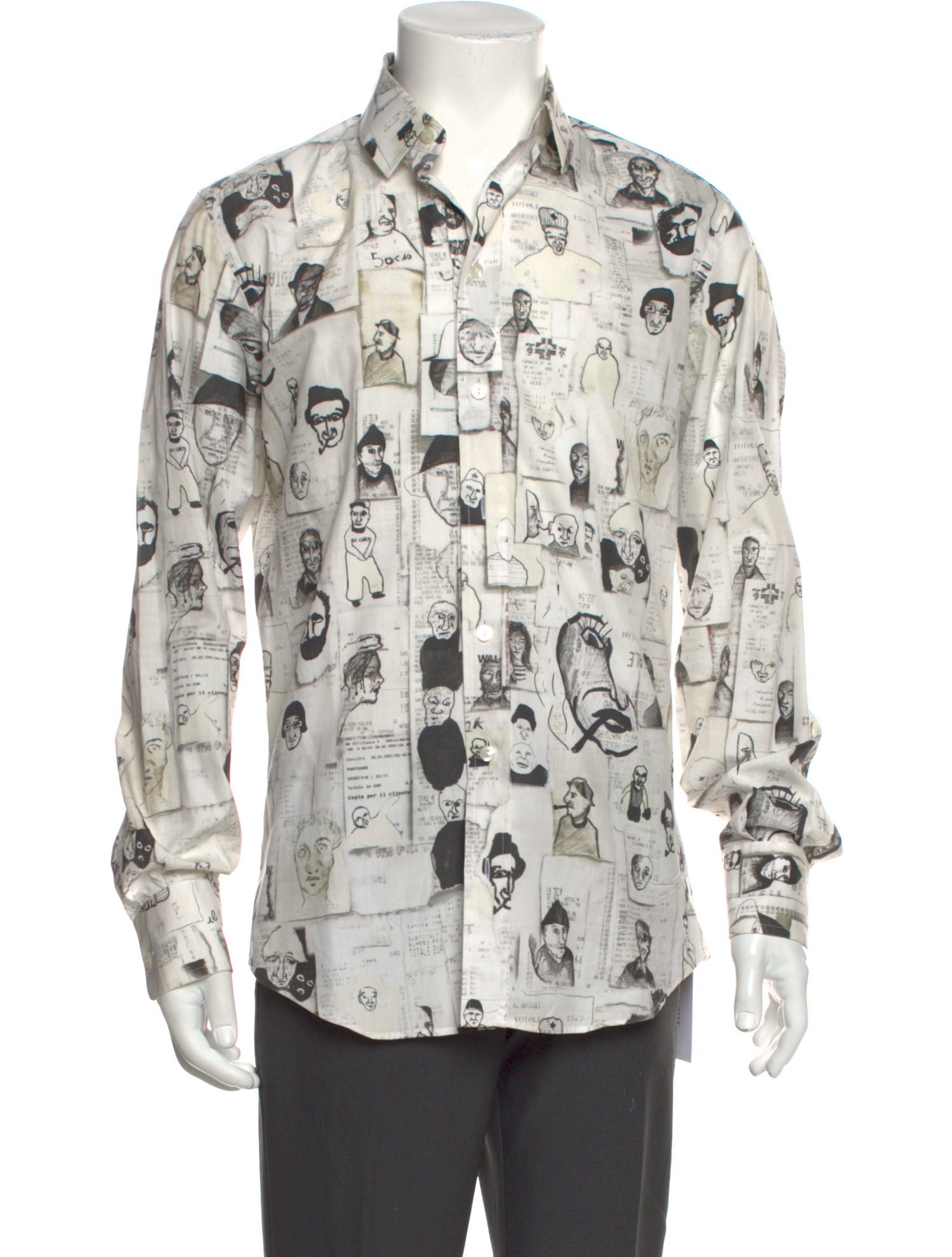 Dolce & Gabbana Printed Long Sleeve Dress Shirt Neutrals Dress Shirts