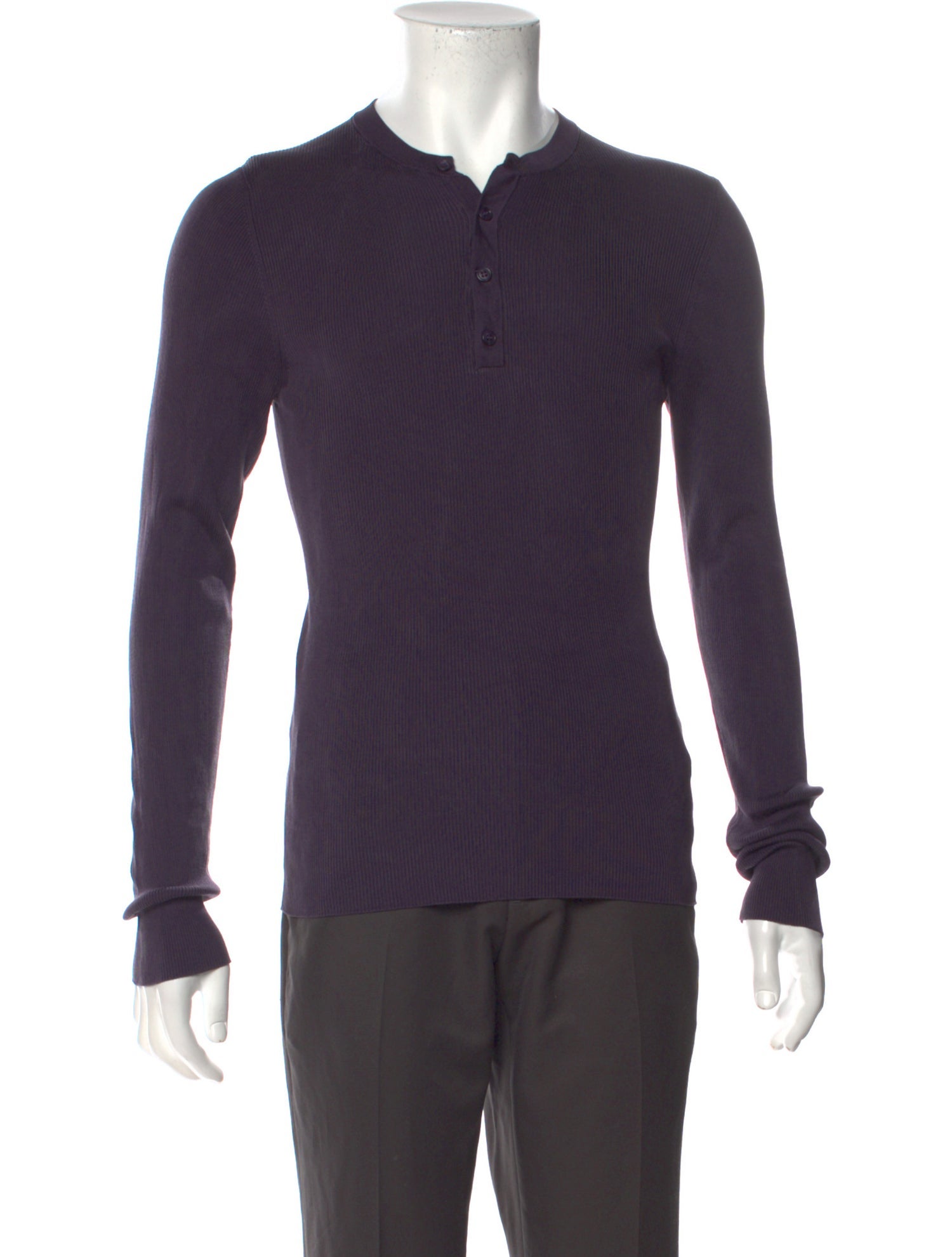Dolce & Gabbana Silk Crew Neck Henley Black TShirts, Clothing