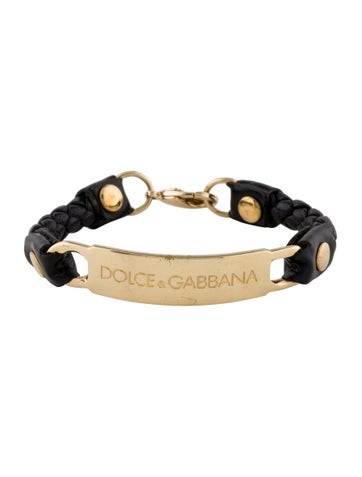 Dolce & Gabbana Wrap Braided Leather Logo Bracelet