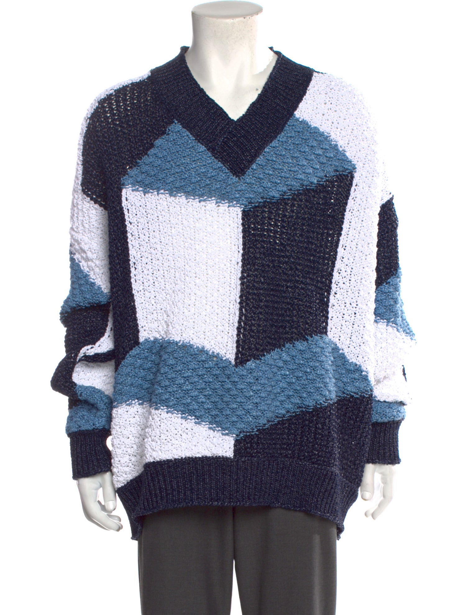 Dolce & Gabbana Colorblock Pattern V-Neck Pullover