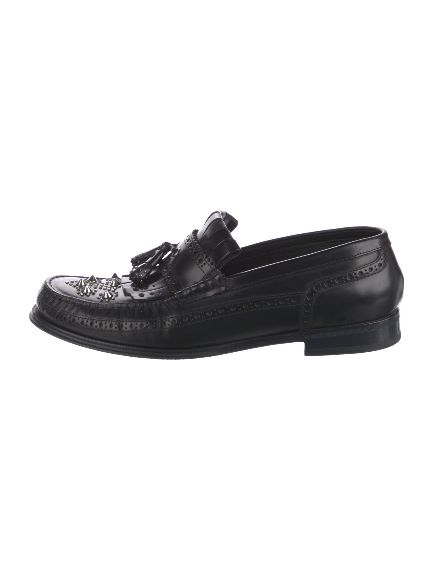 Dolce & Gabbana Spike Accents Leather Dress Loafers