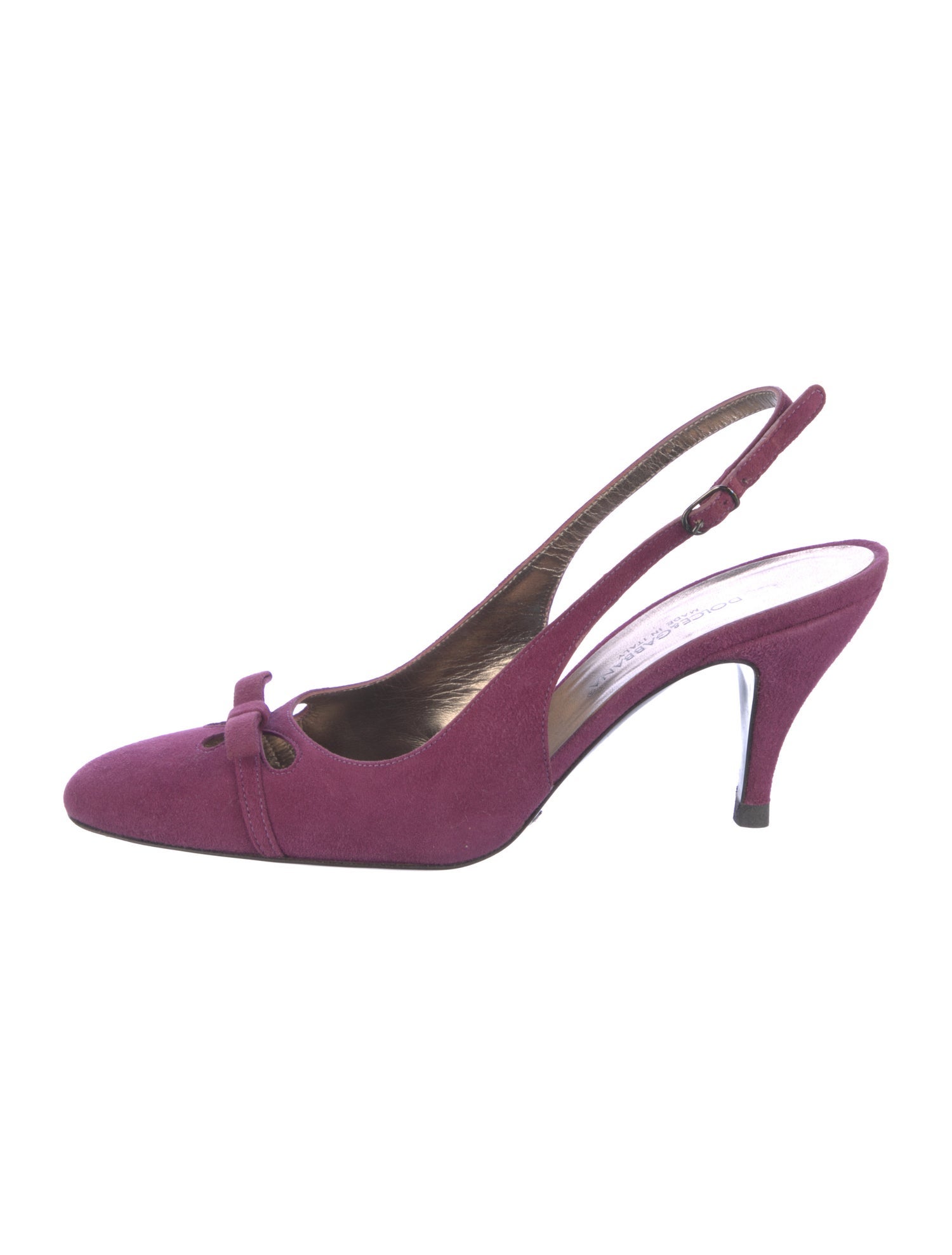 Dolce & Gabbana Suede Bow Accents Slingback Pumps