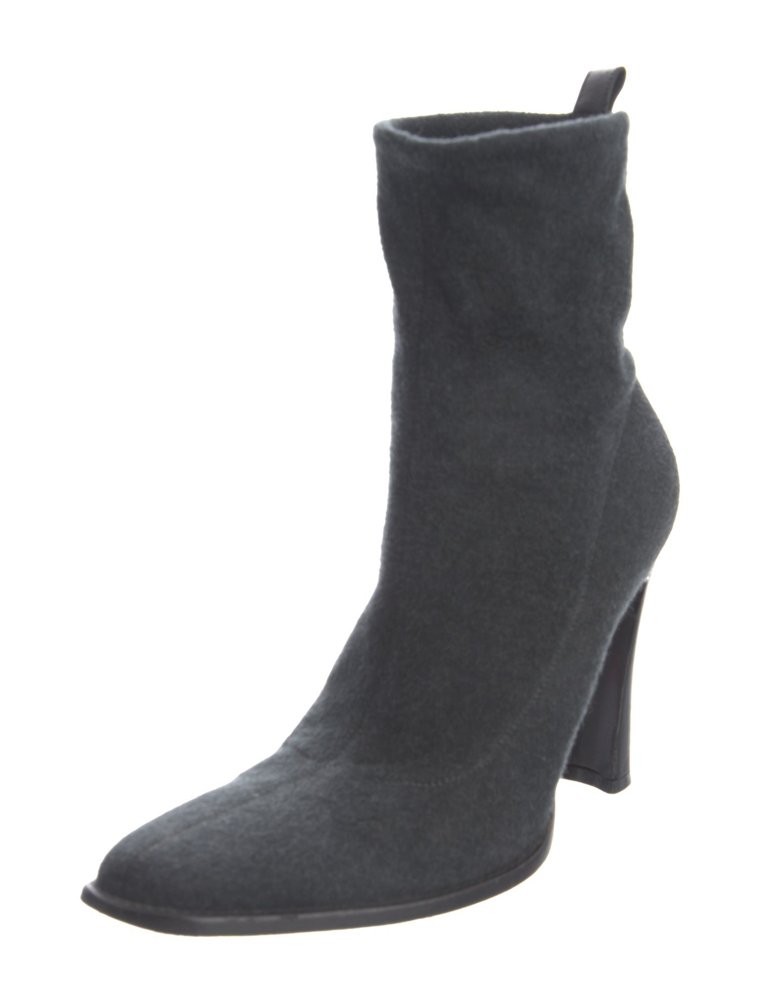 Dolce & Gabbana Wool Leather Trim Embellishment Boots