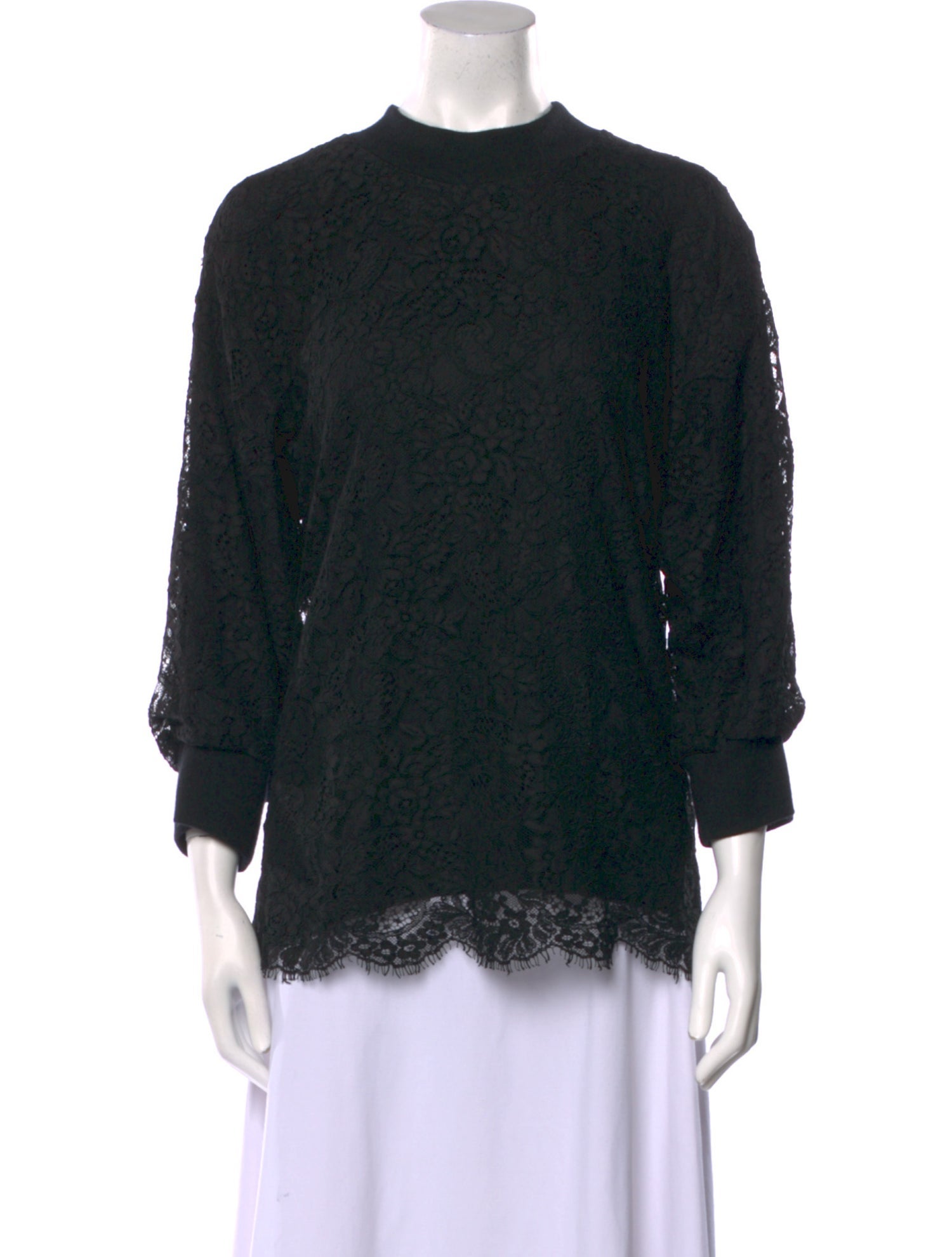 Dolce & Gabbana Lace Pattern Mock Neck Blouse