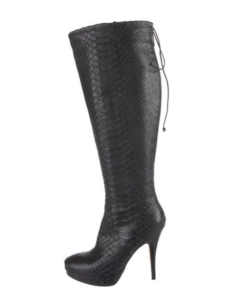 Dolce & Gabbana Python Animal Print Lace-Up Boots