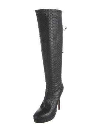 Dolce & Gabbana Python Animal Print Lace-Up Boots