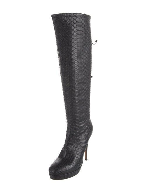 Dolce & Gabbana Python Animal Print Lace-Up Boots