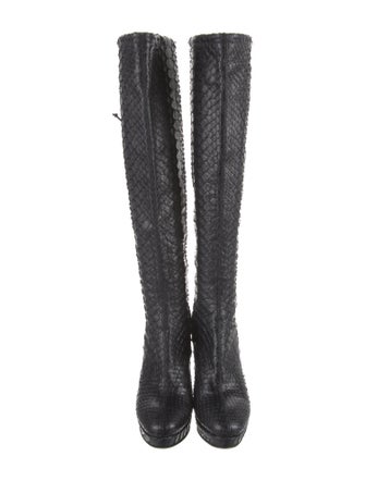 Dolce & Gabbana Python Animal Print Lace-Up Boots