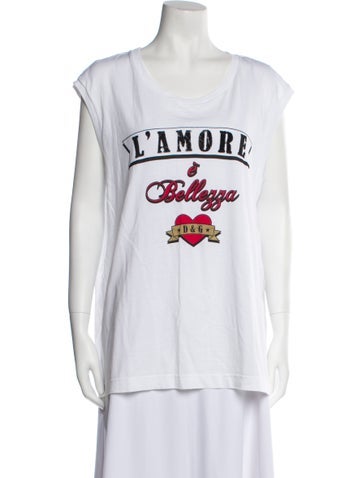 Dolce & Gabbana Tops Graphic Print Scoop Neck T-Shirt Us6, It42 | M