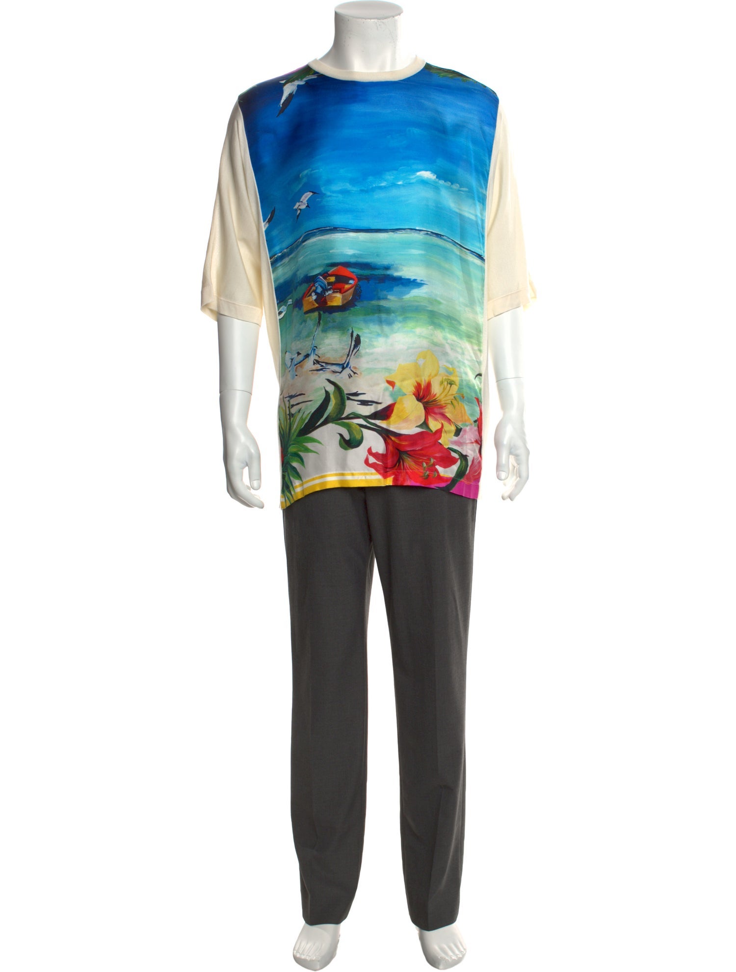 Dolce & Gabbana Silk Graphic Print Sweater w/ Tags