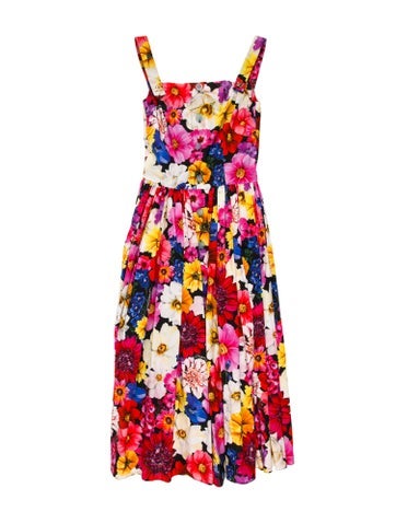 Dolce & Gabbana Dresses Floral Print Midi Length Dress Us0, It36 | XS