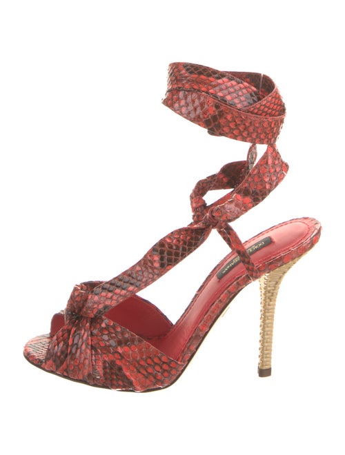Dolce & Gabbana Snakeskin Animal Print T-Strap Sandals