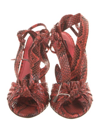Dolce & Gabbana Snakeskin Animal Print T-Strap Sandals