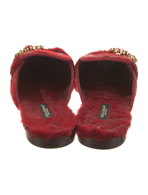 Dolce & Gabbana Fur Crystal Embellishments Mules
