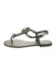 Dolce & Gabbana Leather Crystal Embellishments T-Strap Sandals