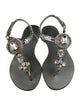 Dolce & Gabbana Leather Crystal Embellishments T-Strap Sandals