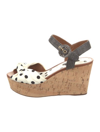 Dolce & Gabbana Raffia Polka Dot Print Sandals