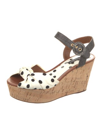 Dolce & Gabbana Raffia Polka Dot Print Sandals