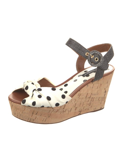 Dolce & Gabbana Raffia Polka Dot Print Sandals