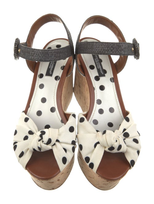 Dolce & Gabbana Raffia Polka Dot Print Sandals
