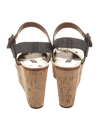 Dolce & Gabbana Raffia Polka Dot Print Sandals